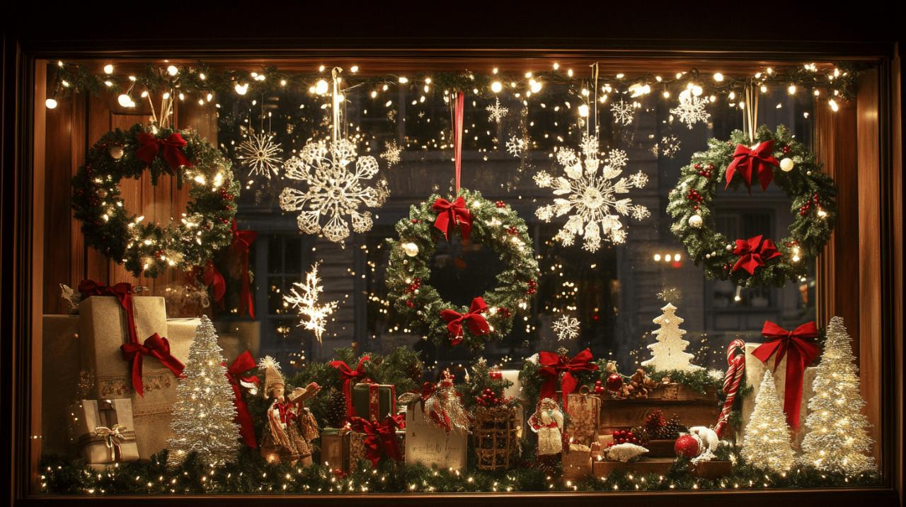 Decorez fenetres et vitrines pour Noel : l’art de creer une vitrine digne d’un conte de fees